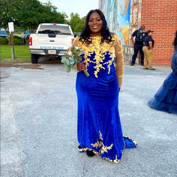 plus size royal blue and gold dress